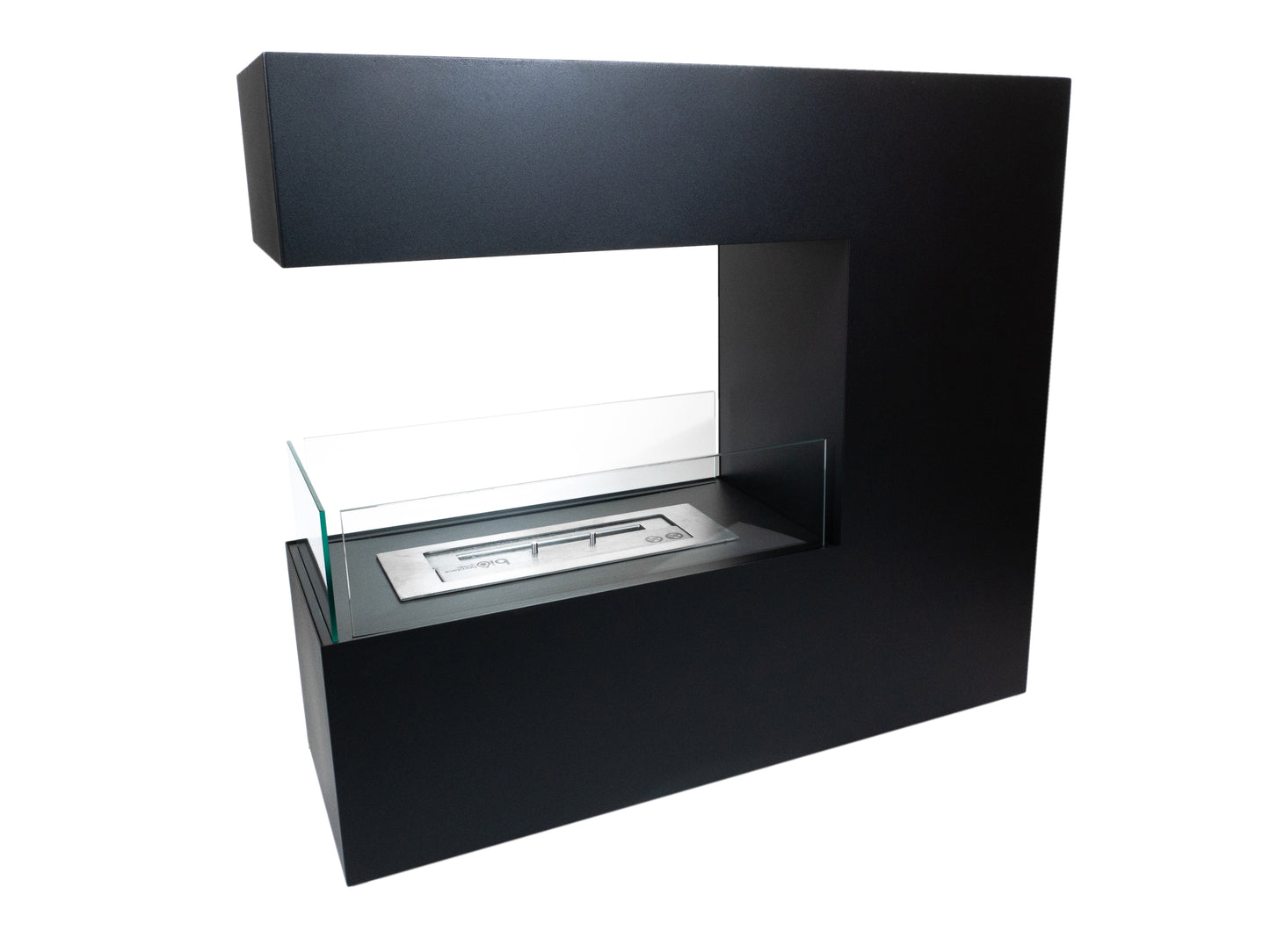 Black 3-Sided Freestanding Bioethanol Fireplace