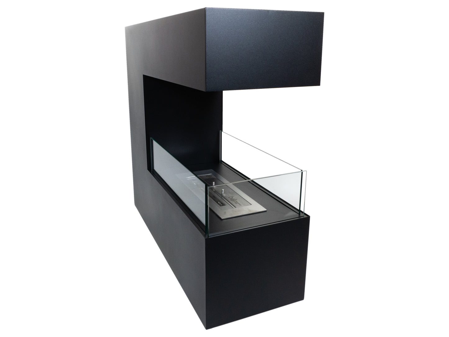 Black 3-Sided Freestanding Bioethanol Fireplace