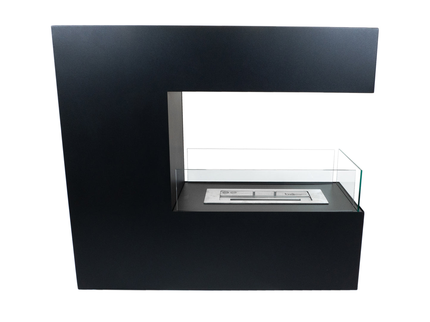 Black 3-Sided Freestanding Bioethanol Fireplace