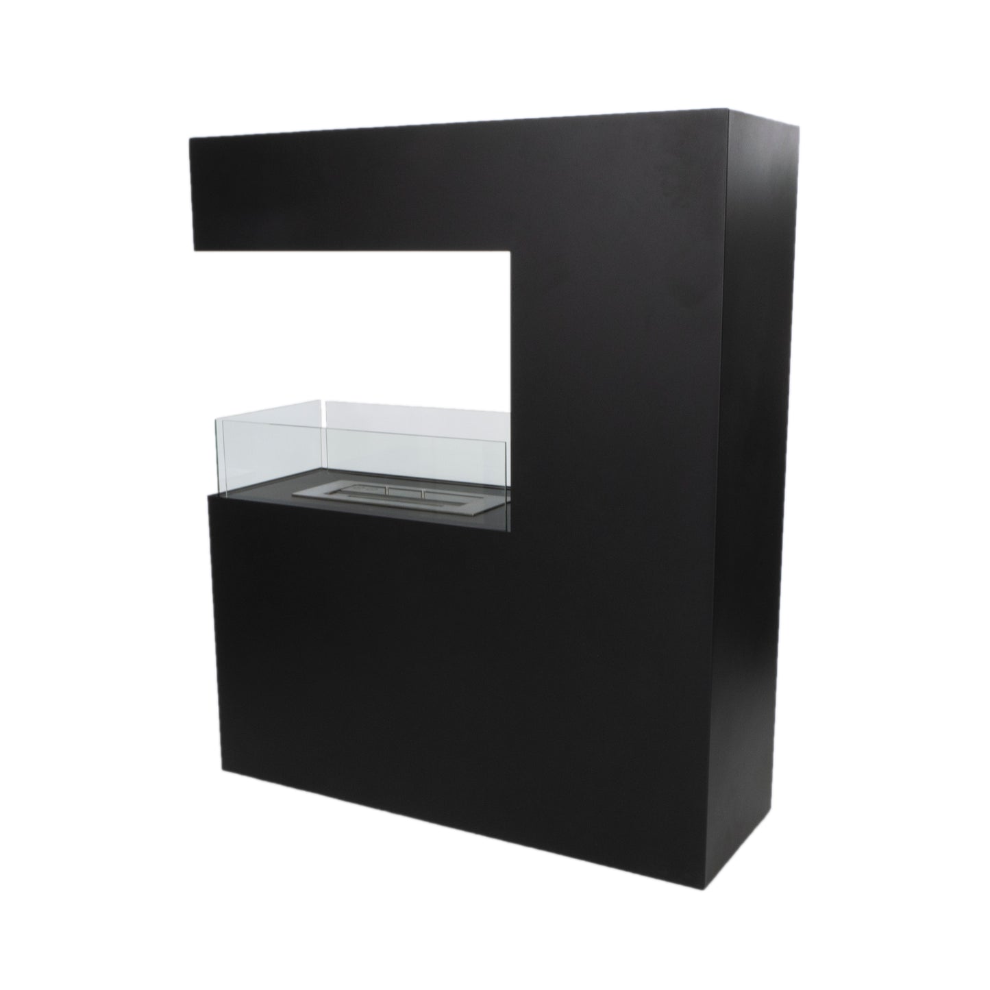 Tall Freestanding Black Room Divider Bio Fireplace