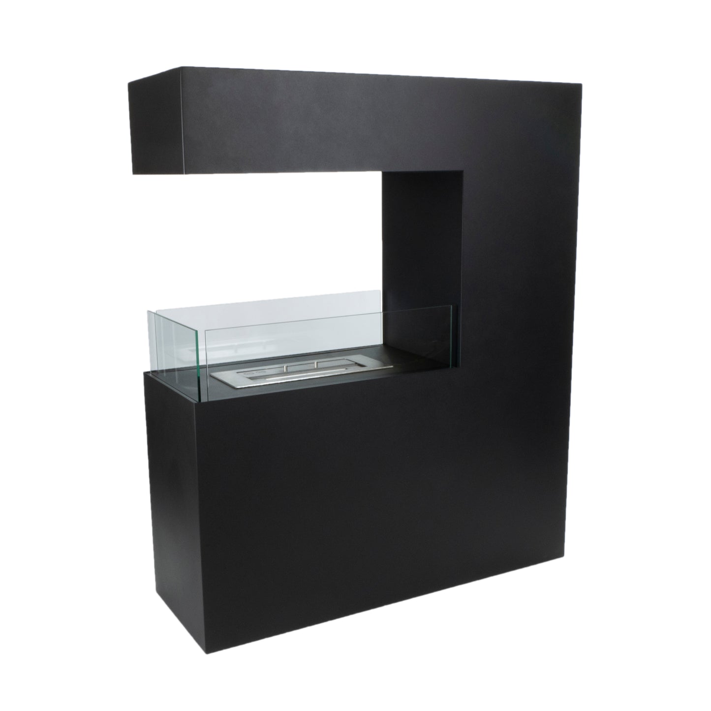 Tall Freestanding Black Room Divider Bio Fireplace