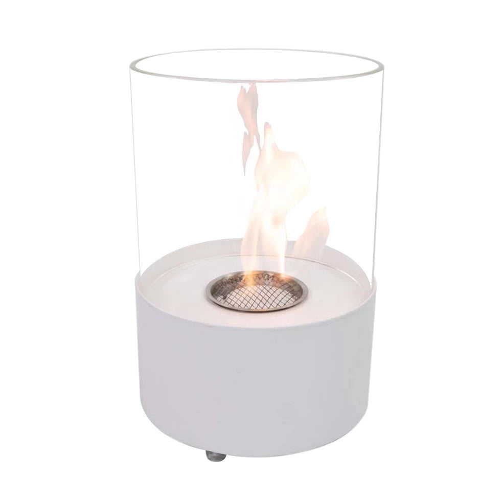 Round Table Fireplace - White Freestanding