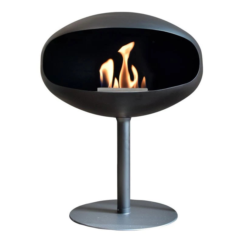 Cocoon Pedestal Black with a Black Base Freestanding Fireplace